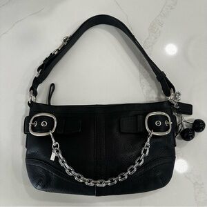 Coach black buckle Leather Shoulder Bag🖤